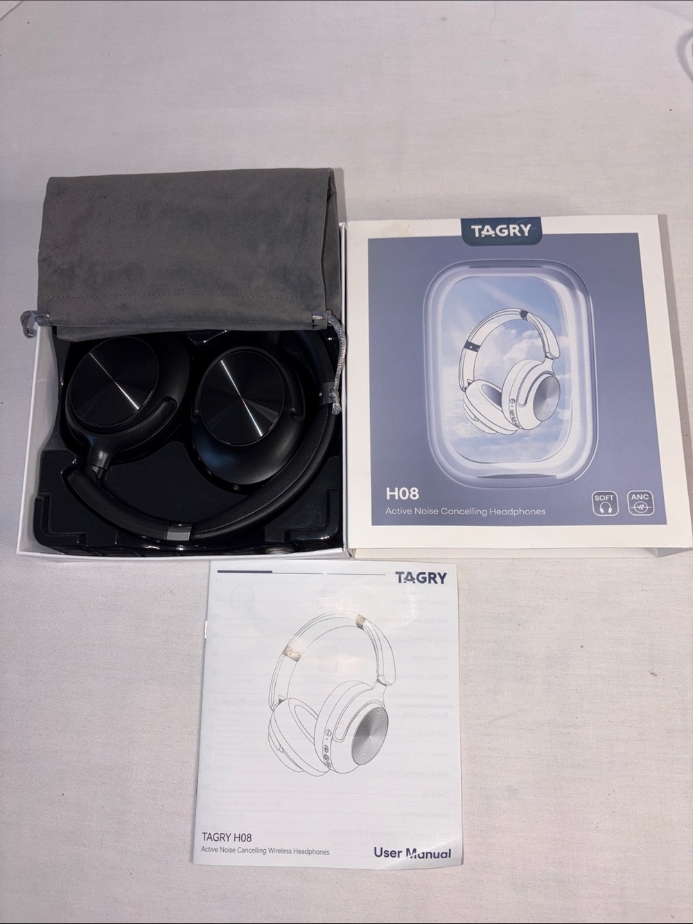 TAGRY H08 Active Noise Cancelling Headphones - Black